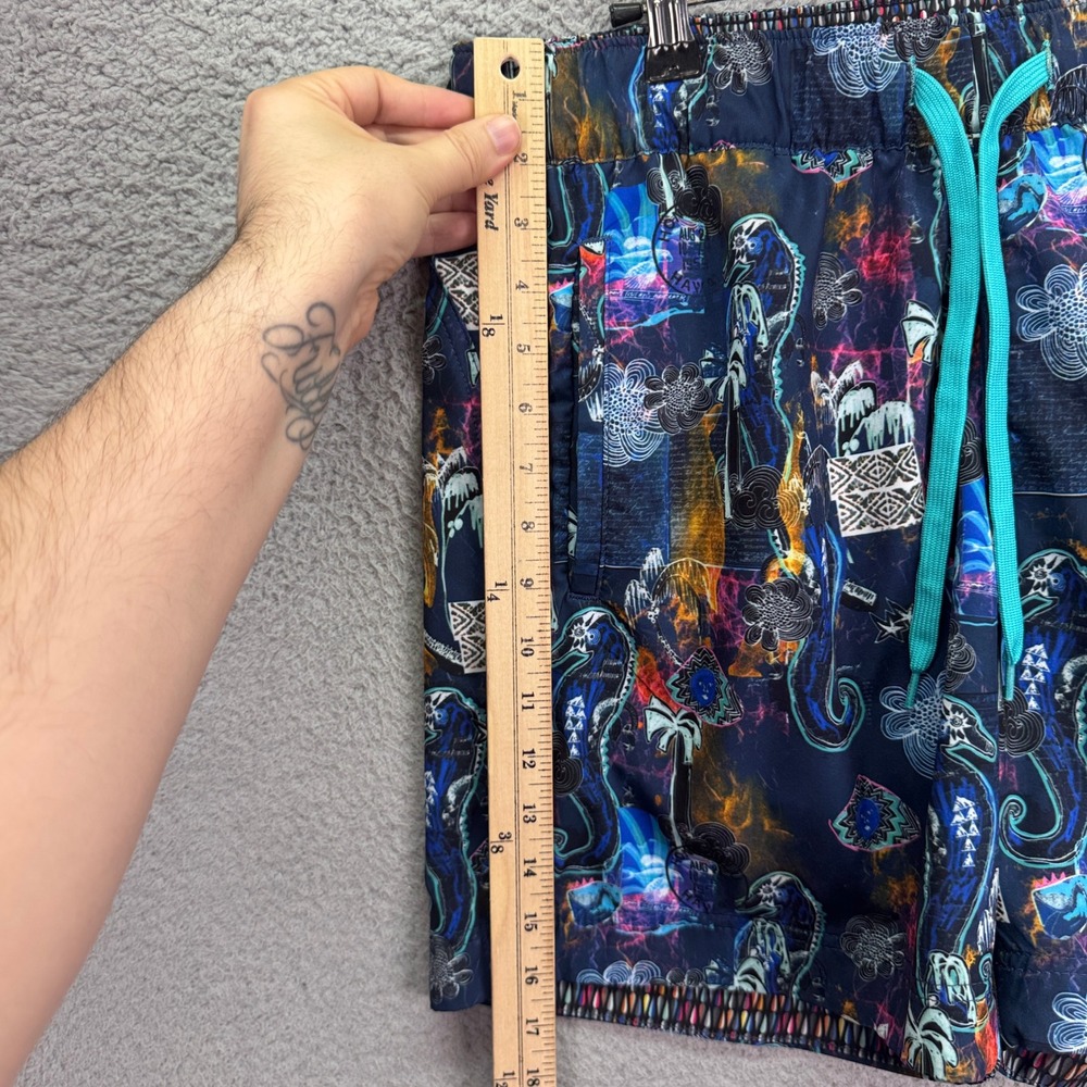 Robert Graham Swim Trunks Mens L Navy Blue Seahorse Tropical Print Shorts Beach - Picture 6 of 9